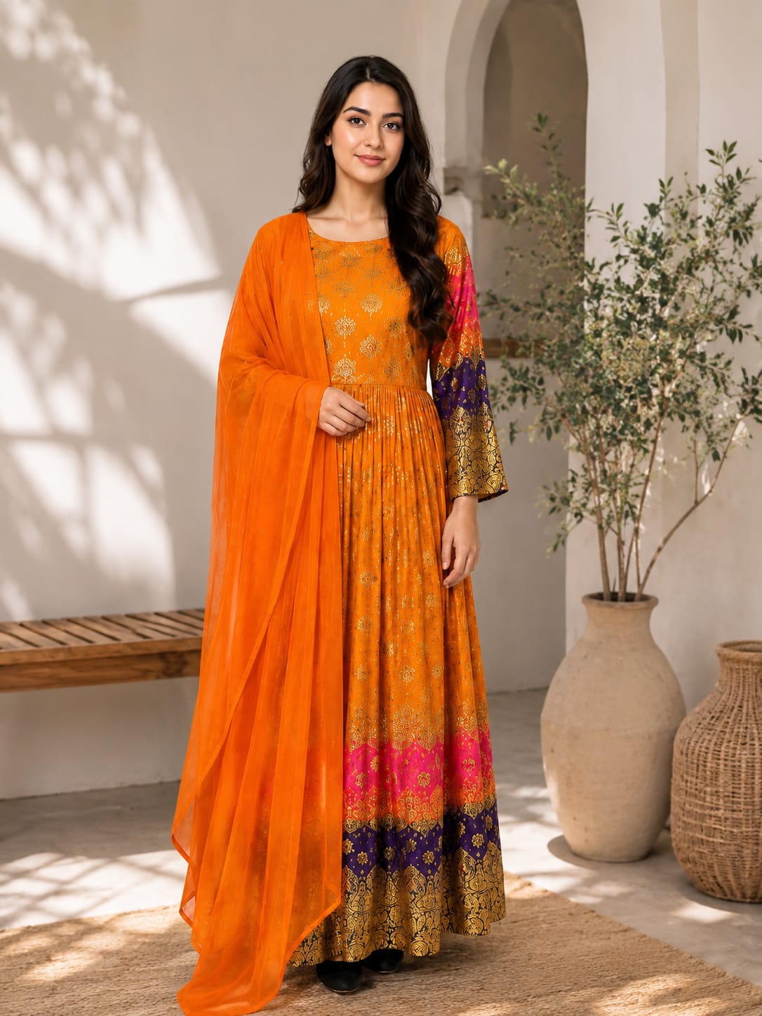 Traditionelles Afghanisches Damenkleid mit Dupatta – Elegantes Festkleid