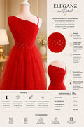 Elegantes Damen Abendkleid aus Tüll – Bodenlanges One-Shoulder Ballkleid