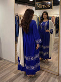 Afghanisches Khamak Kleid für Damen – Besticktes Maxi Kleid mit Chiffon-Schal, Elegante Khamak-Stickerei, Langarm