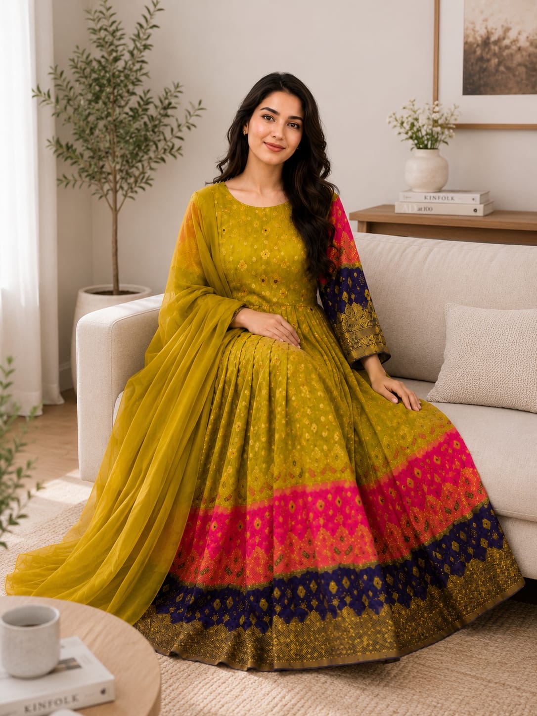 Traditionelles Afghanisches Damenkleid mit Dupatta – Elegantes Festkleid