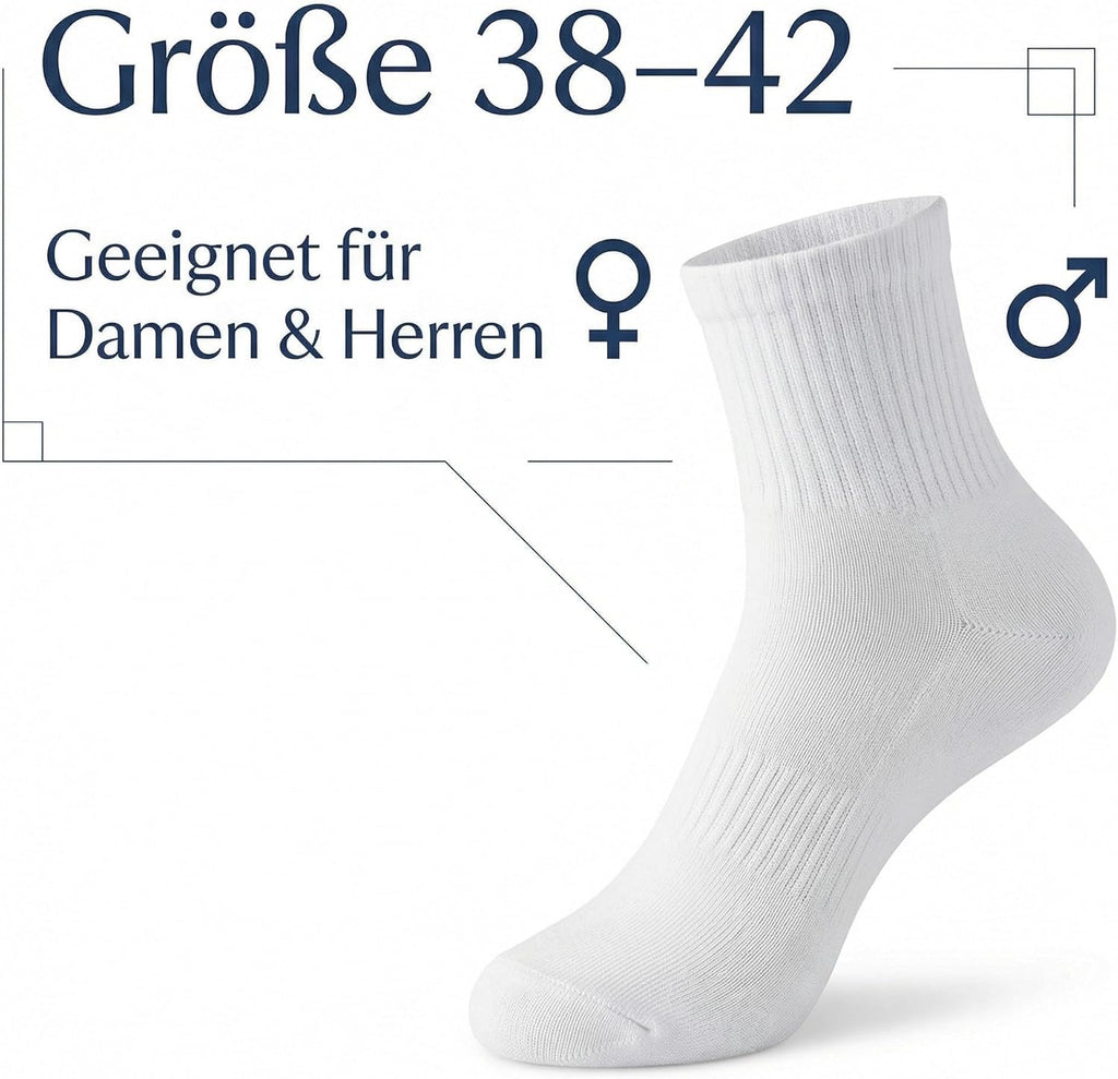Nilmax Tennis Socken 6er Pack – Atmungsaktive Baumwollsocken für Sport & Alltag – Größe 38–42 – Damen & Herren