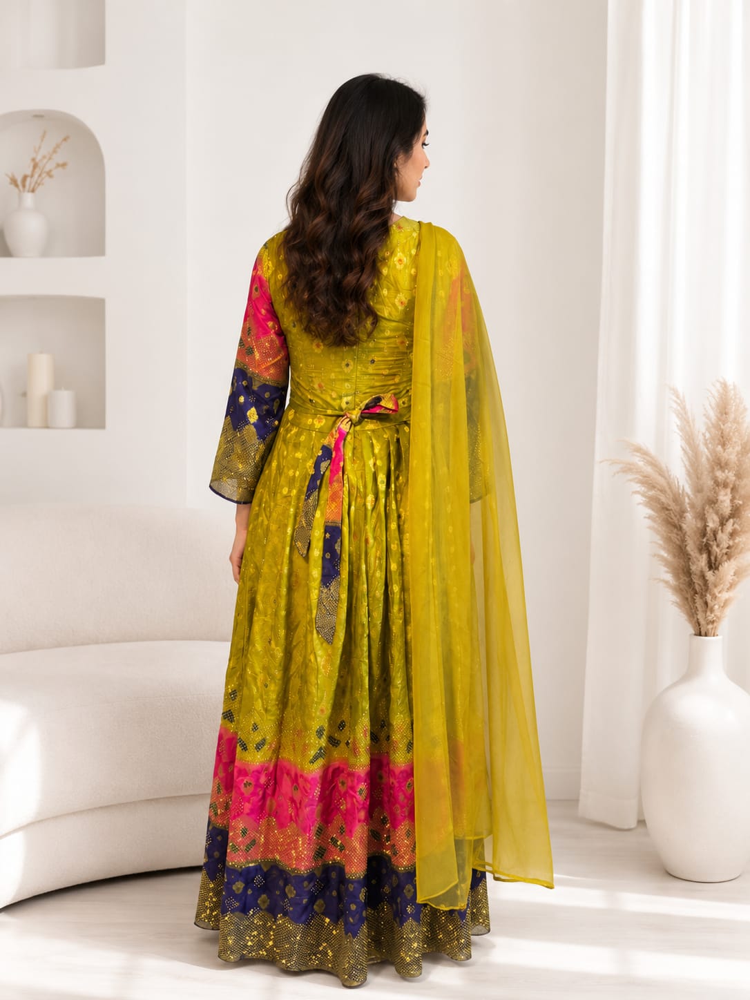 Traditionelles Afghanisches Damenkleid mit Dupatta – Elegantes Festkleid