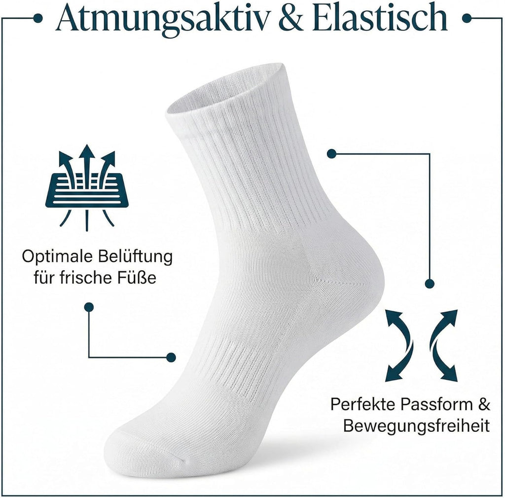 Nilmax Tennis Socken 6er Pack – Atmungsaktive Baumwollsocken für Sport & Alltag – Größe 38–42 – Damen & Herren