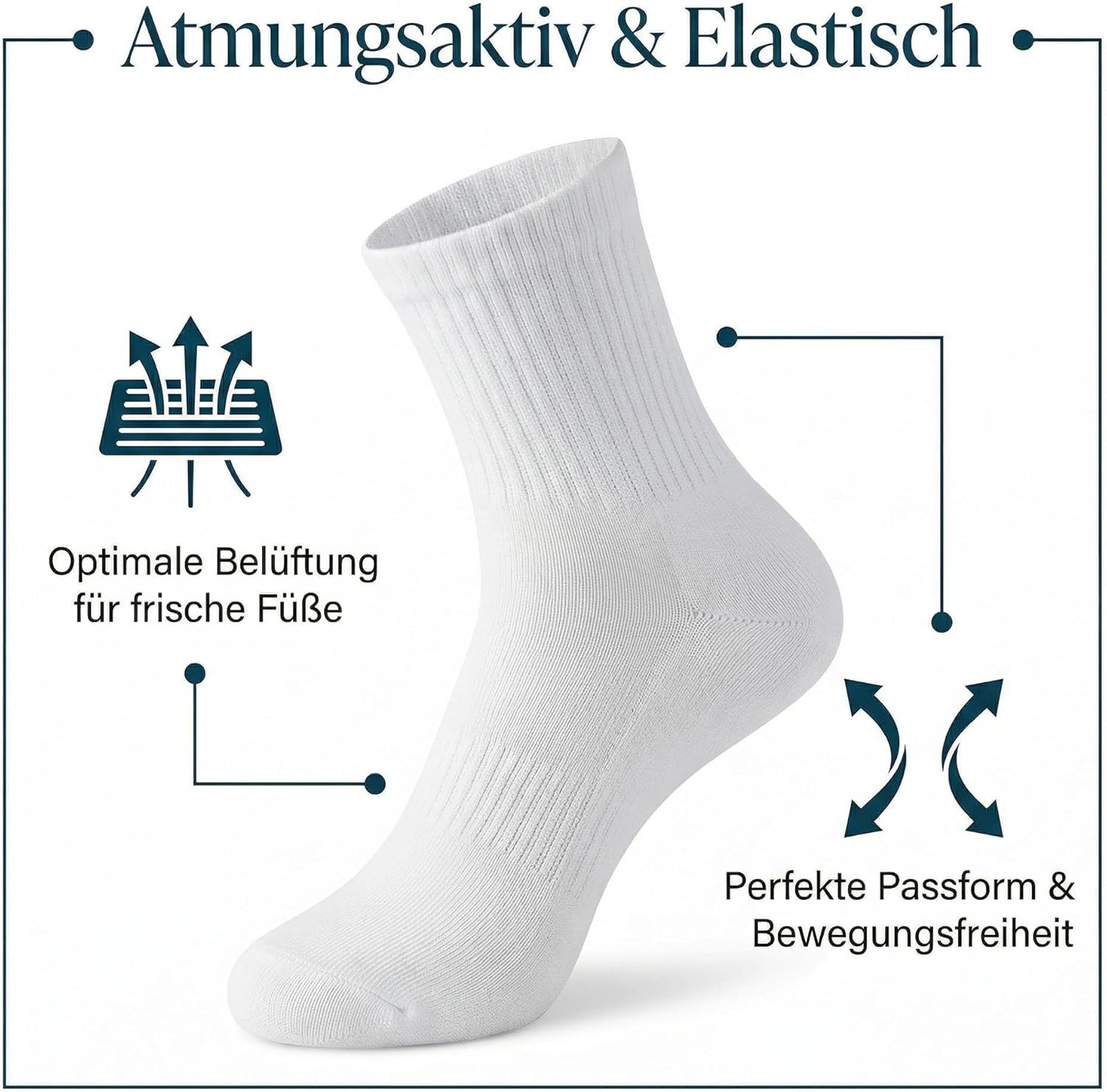 Nilmax Tennis Socken 6er Pack – Atmungsaktive Baumwollsocken für Sport & Alltag – Größe 38–42 – Damen & Herren
