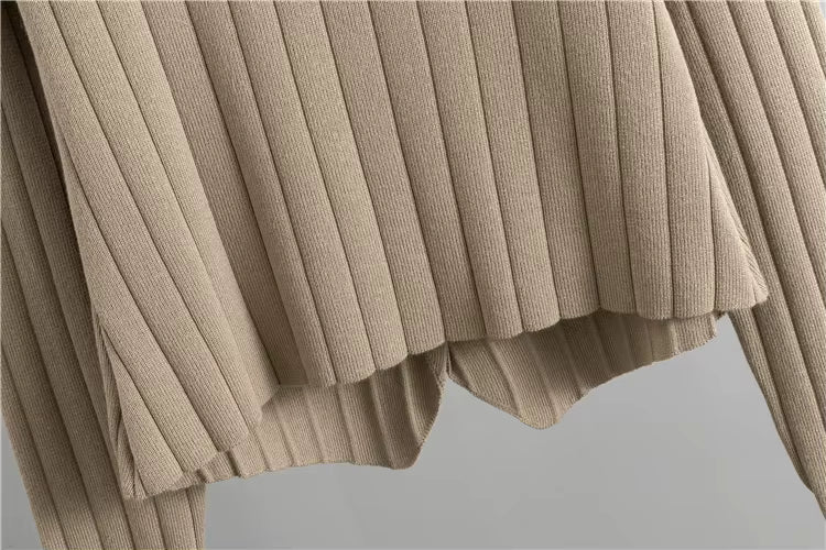 Damen Strickset, 3-teilig – Cardigan, Weste und Hose mit weitem Bein