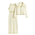 Damen-Strickset, 2-teilig – Kleid und Cardigan mit Kontrastdetails