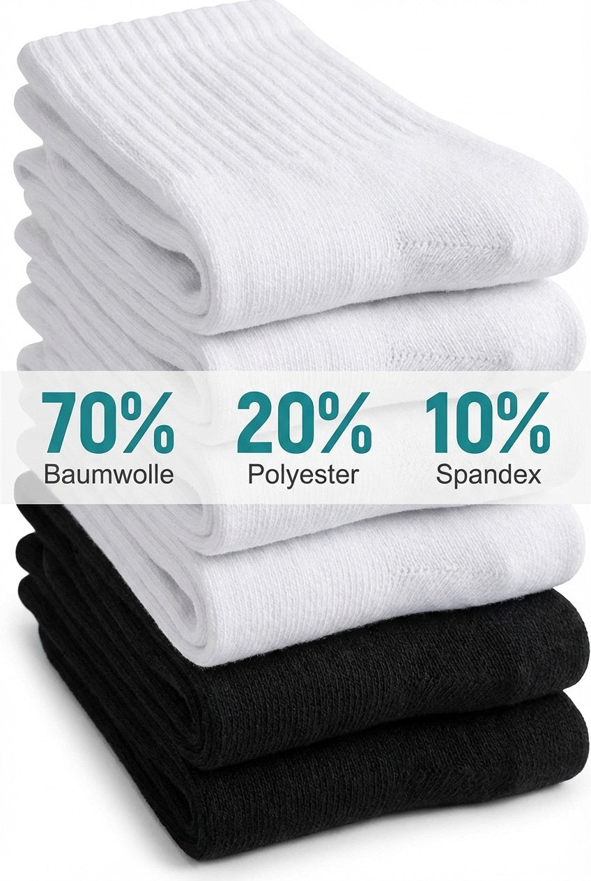 Nilmax Tennis Socken 6er Pack – Atmungsaktive Baumwollsocken für Sport & Alltag – Größe 38–42 – Damen & Herren
